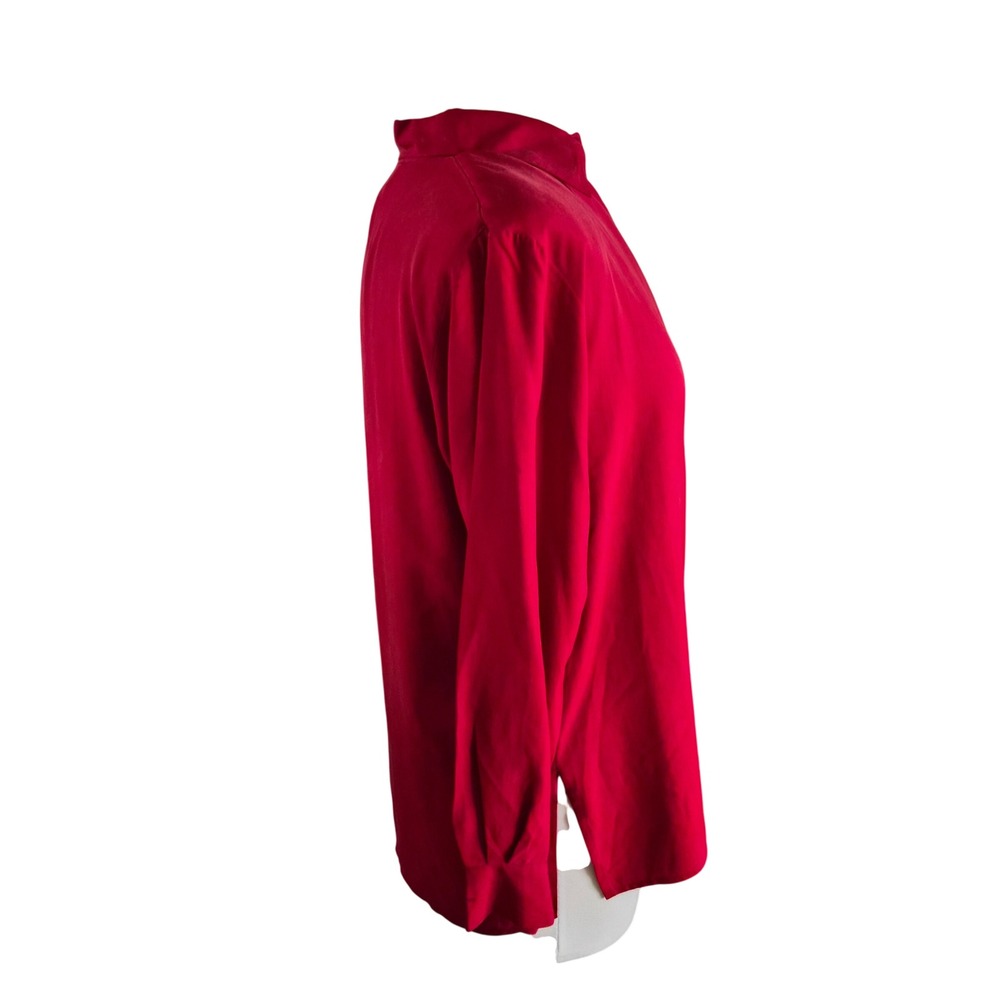 Petite Sophisticate Red 100% Silk Button Down Blouse Long Sleeve Shirt Size P - Picture 4 of 8